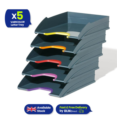 5x Letter Tray A4 Stackable Office Paper Tray Durable Desk Organiser for Paperwork