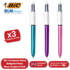 Bic 4 Colour Pack of 3 - 1 Shine Blue + 1 Shine Purple + 1 Shine Pink