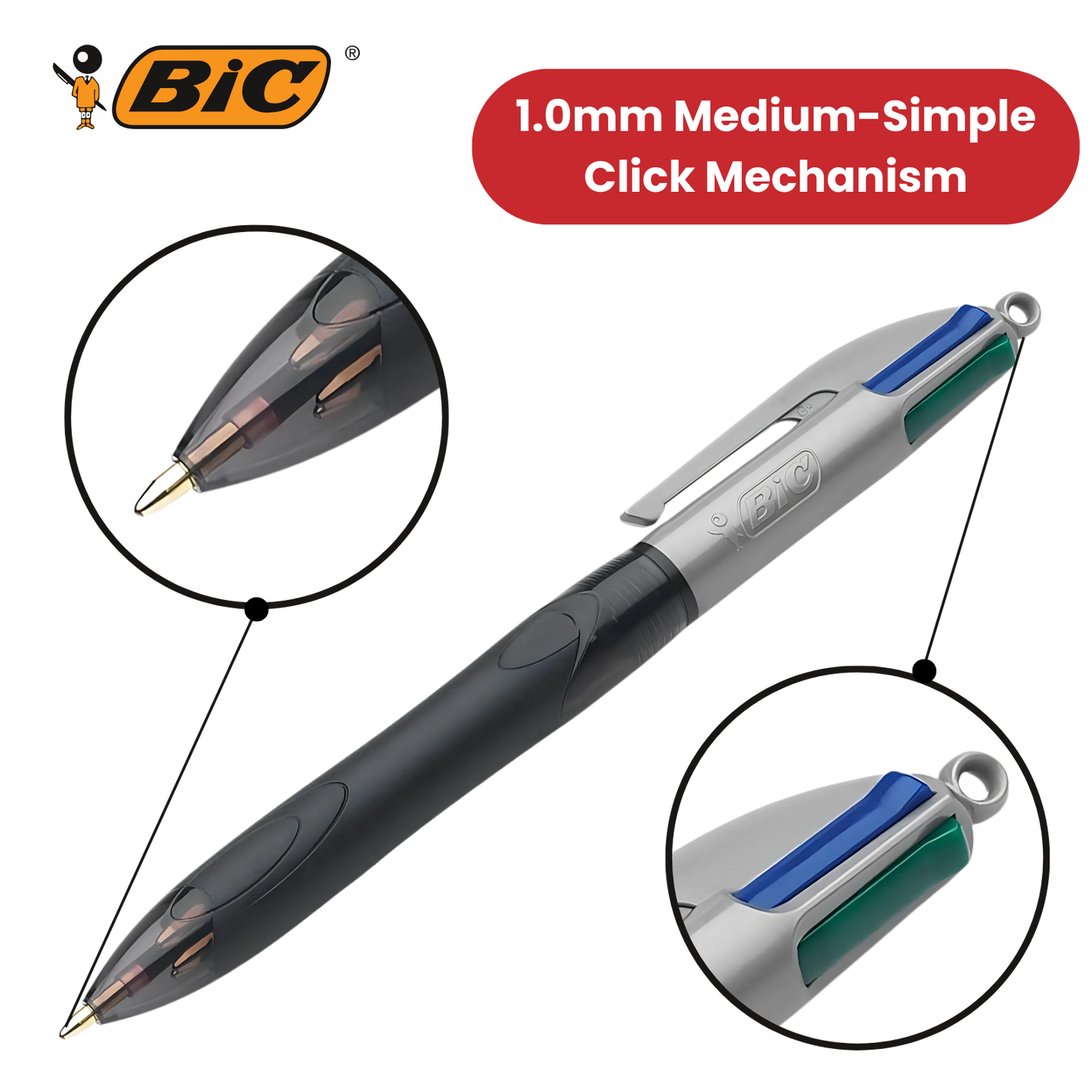 Bic 4-Colours Grip Pro Ballpoint - Single Pen