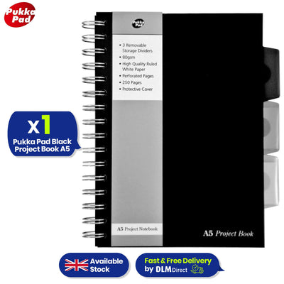 Pukka Pad, Black Project Book A5 - Single Book