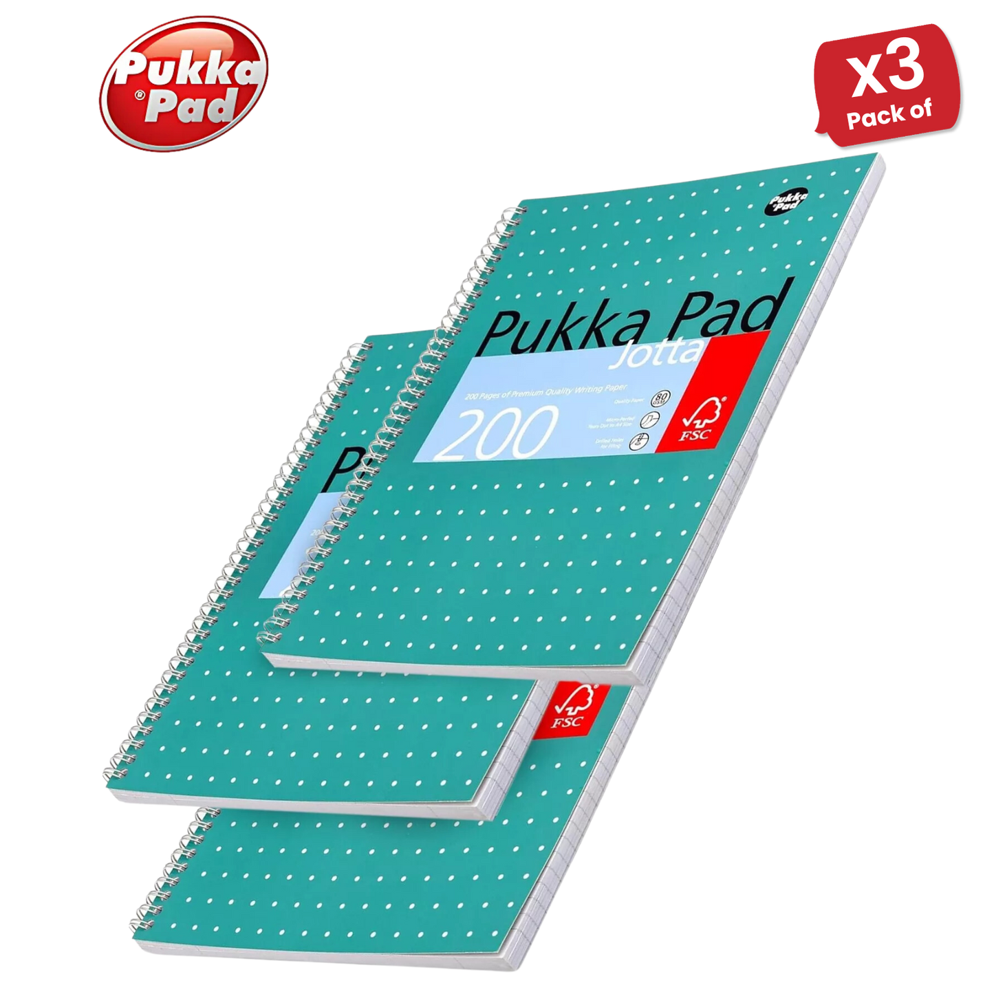 Pukka Pad A4+ Metallic Jotta Notebook, Green Wirebound, 200 Pages 80gsm