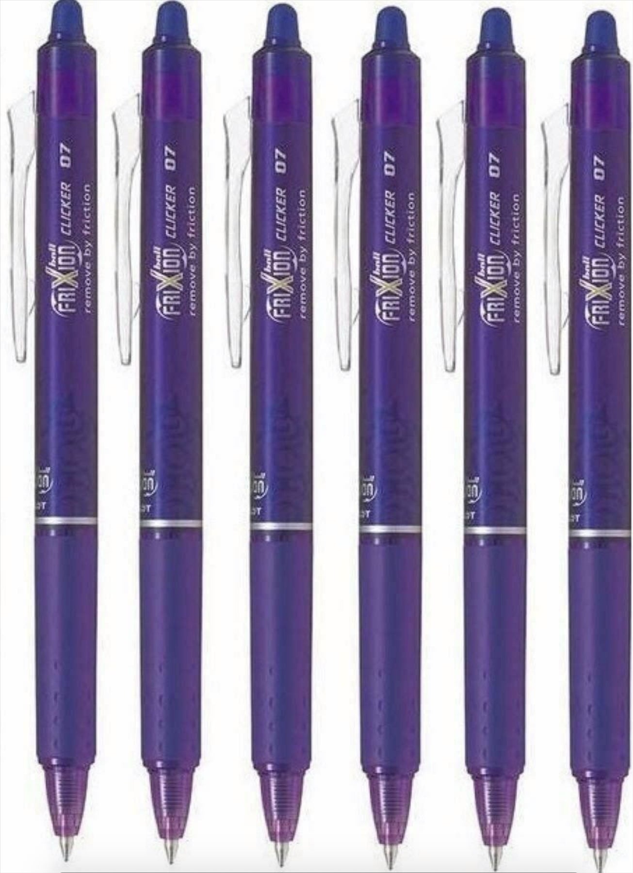 Pilot Frixion Clicker Retractable Erasable 0.7mm Tip Violet - Pack of 6