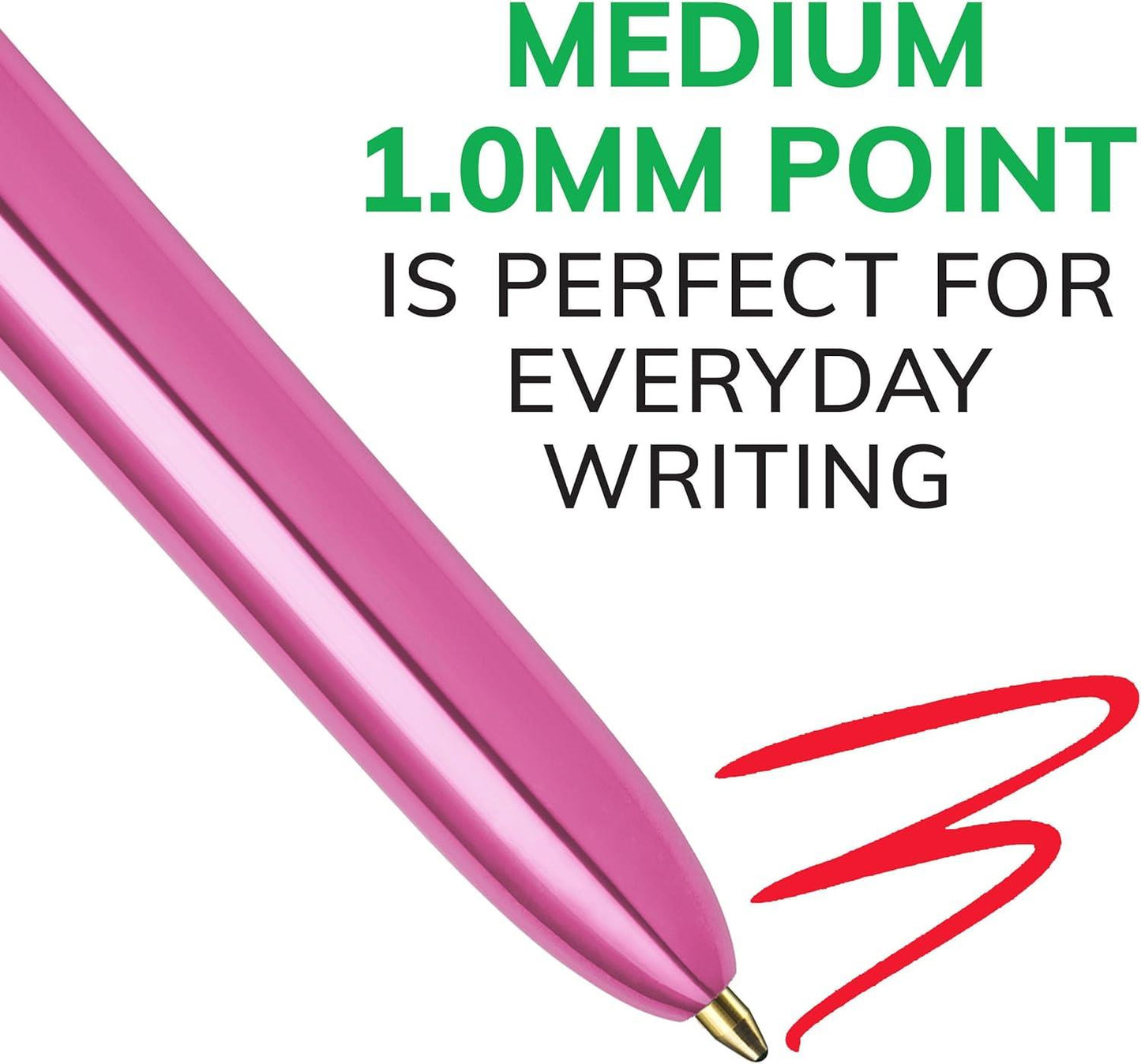 Bic 4 Colour Shine - Pink - Pack of 3