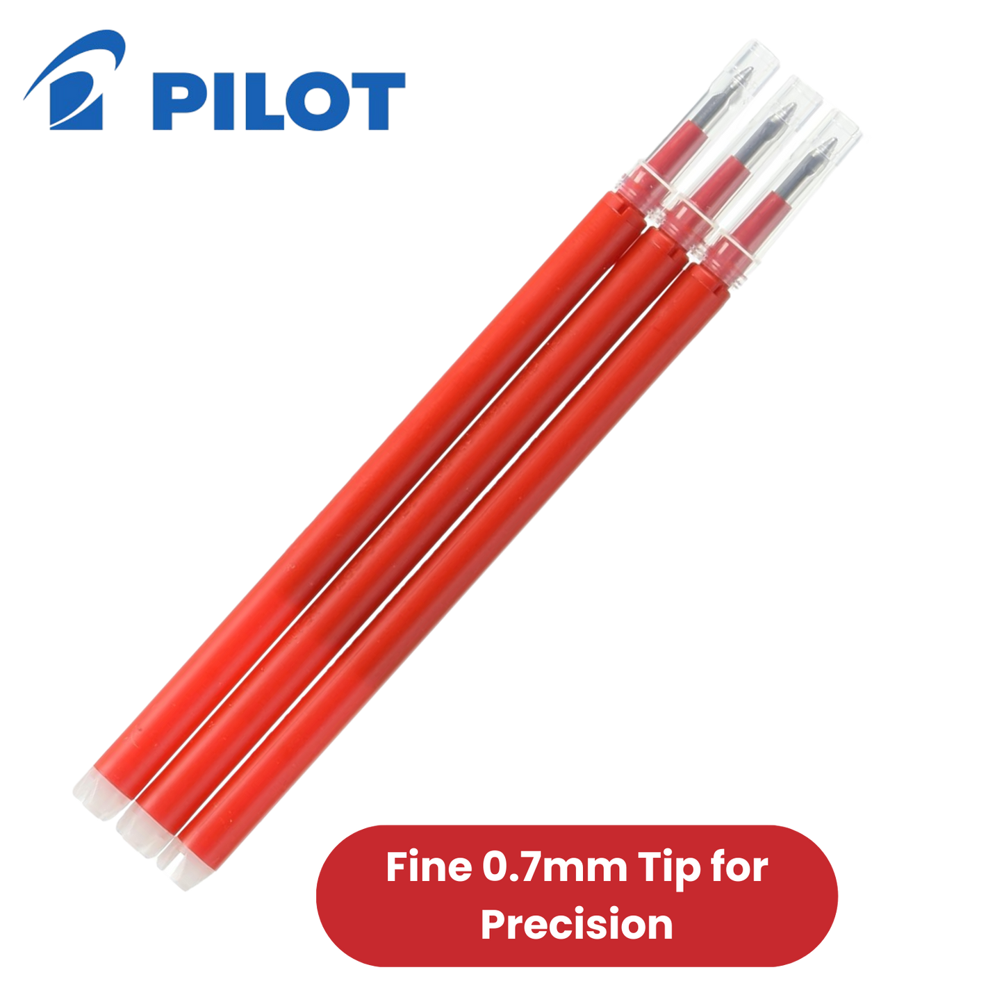 Pilot FriXion Ball & Clicker Pen Refills Red 0.7mm - (Pack of 3) Smooth Writing
