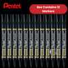 Pentel N860 PERMANENT CHISEL MARKER BLACK - Pack of 12