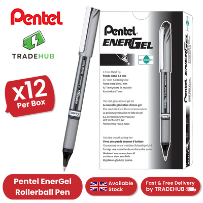PENTEL ENERGEL METAL TIP ROLLERBALL BLK - Pack of 12 - 1 to 5 Packs