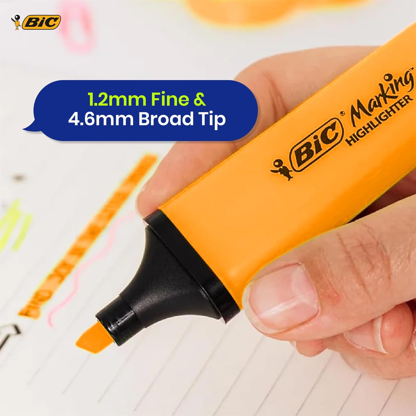 BIC Marking Highlighter Flat Marker Neon Orange Modular Tip for Precise Highlighting