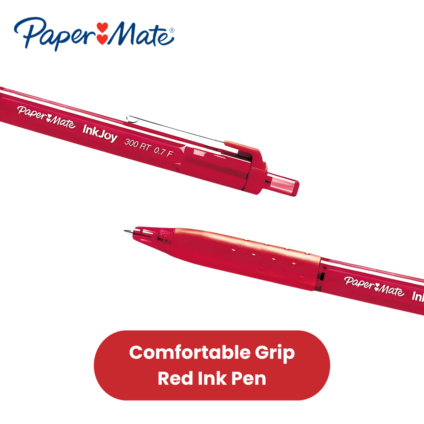Paper Mate InkJoy 300 RT Pen Red Ink 0.7mm Fine Tip Retractable Smooth Writing