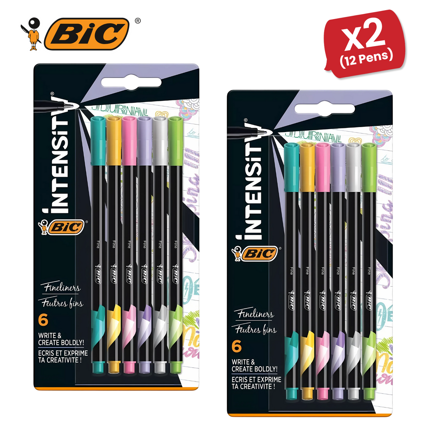 BiC Intensity Fine Felt Tip Pens, Pack of 6