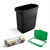 DURABIN 60L Black Bin Set and Green Hinged Lid with 25x 110L Bin Bags