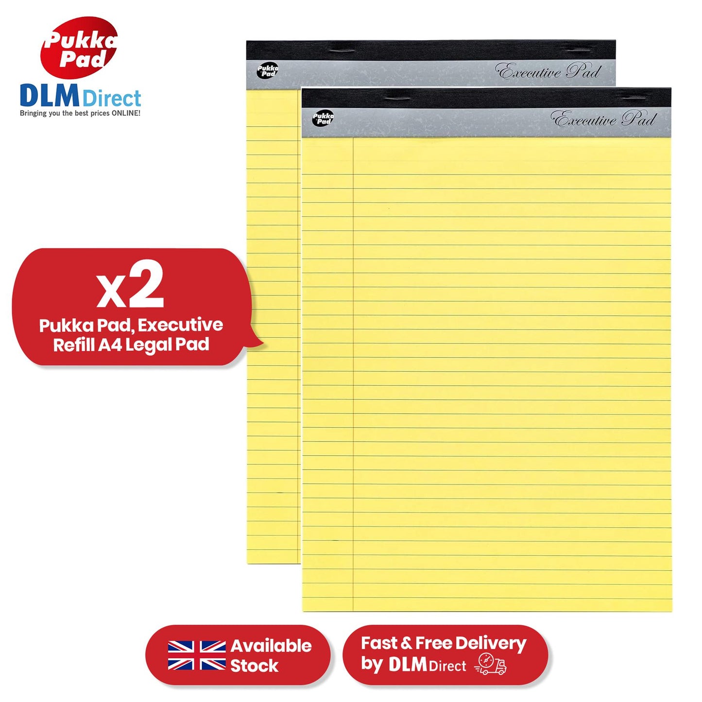 Pukka Pad A4 Refill Pads 160 Lined Pages Notepad, 80GSM Legal Notebook for Taking Notes
