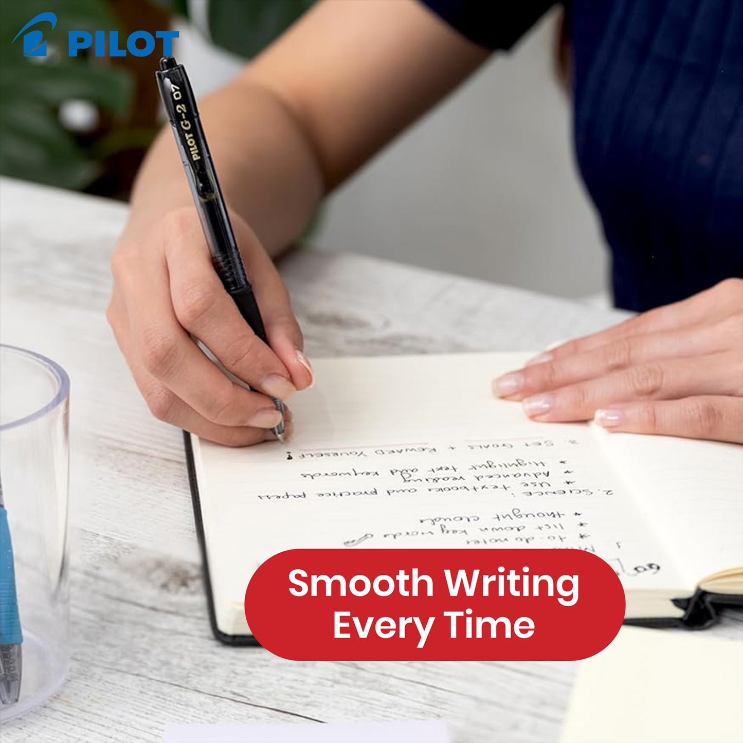 Pilot G-207 Rollerball - 0.4mm Tip Black Writing Pen, Retractable Biro, Smooth Ink Gel Pen for Notes