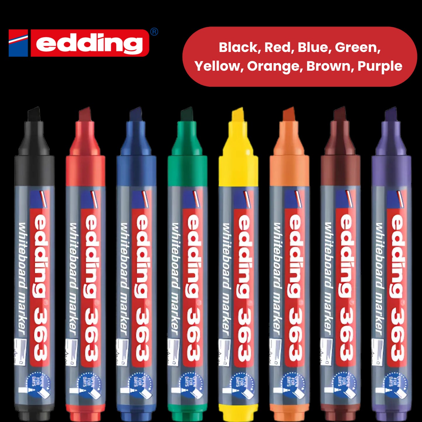 Edding 360 Drywipe Marker Assorted Pack of 8 - 1 to 5 Packs