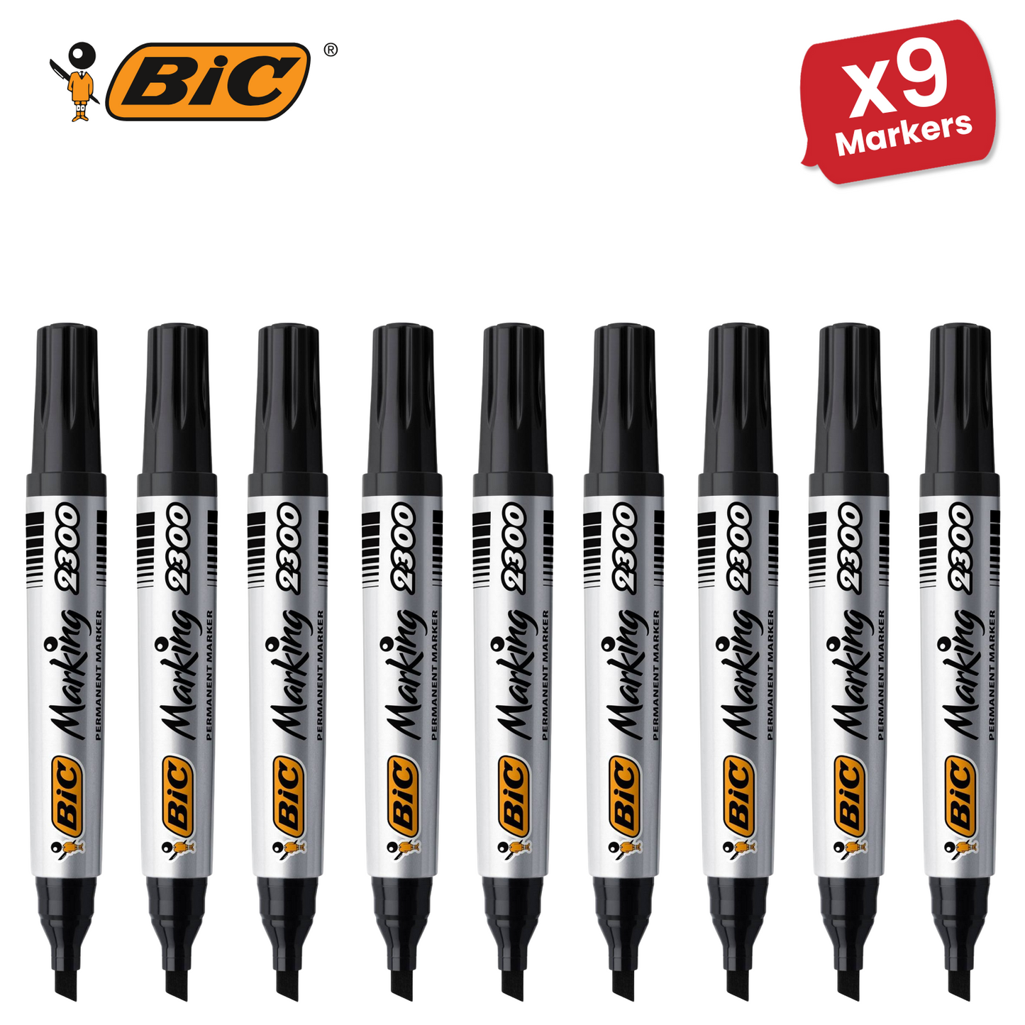 Bic 2300 Permanent Black Chisel Tip Marker - Single Pen