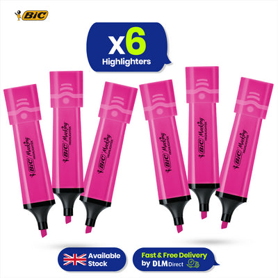 BIC 6x Marking Highlighter Flat Marker Neon Pink Modular Tip for Precise Highlighting