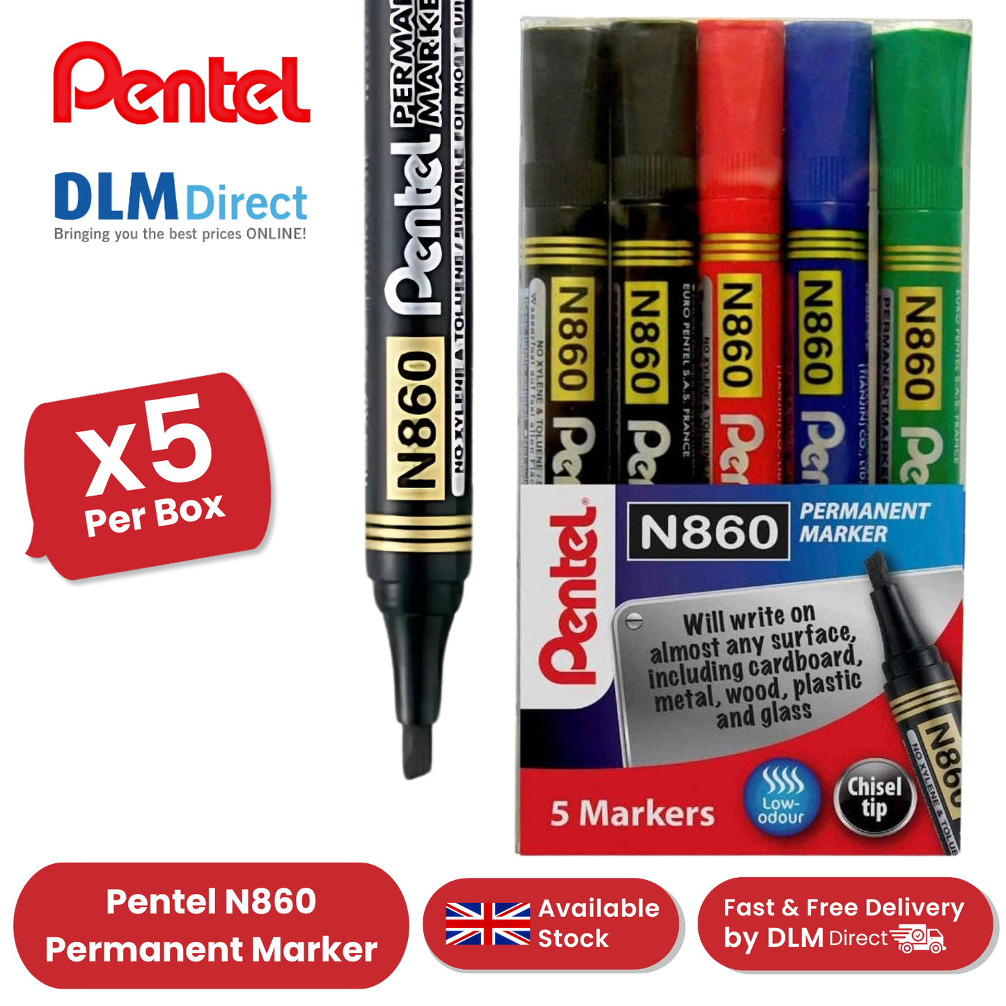 Pentel N860 Assorted - Pack of 5