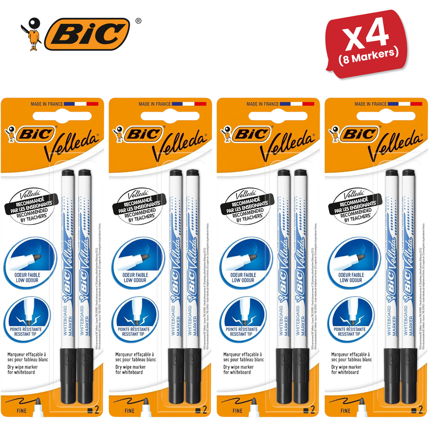BIC Velleda 1721 Whiteboard Pens Black - Pack of 2