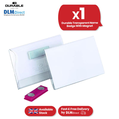 Durable Magnetic Name Badge Holders with Insert Cards 25 x Transparent ID Tags for Events & Office 54 x 90 mm
