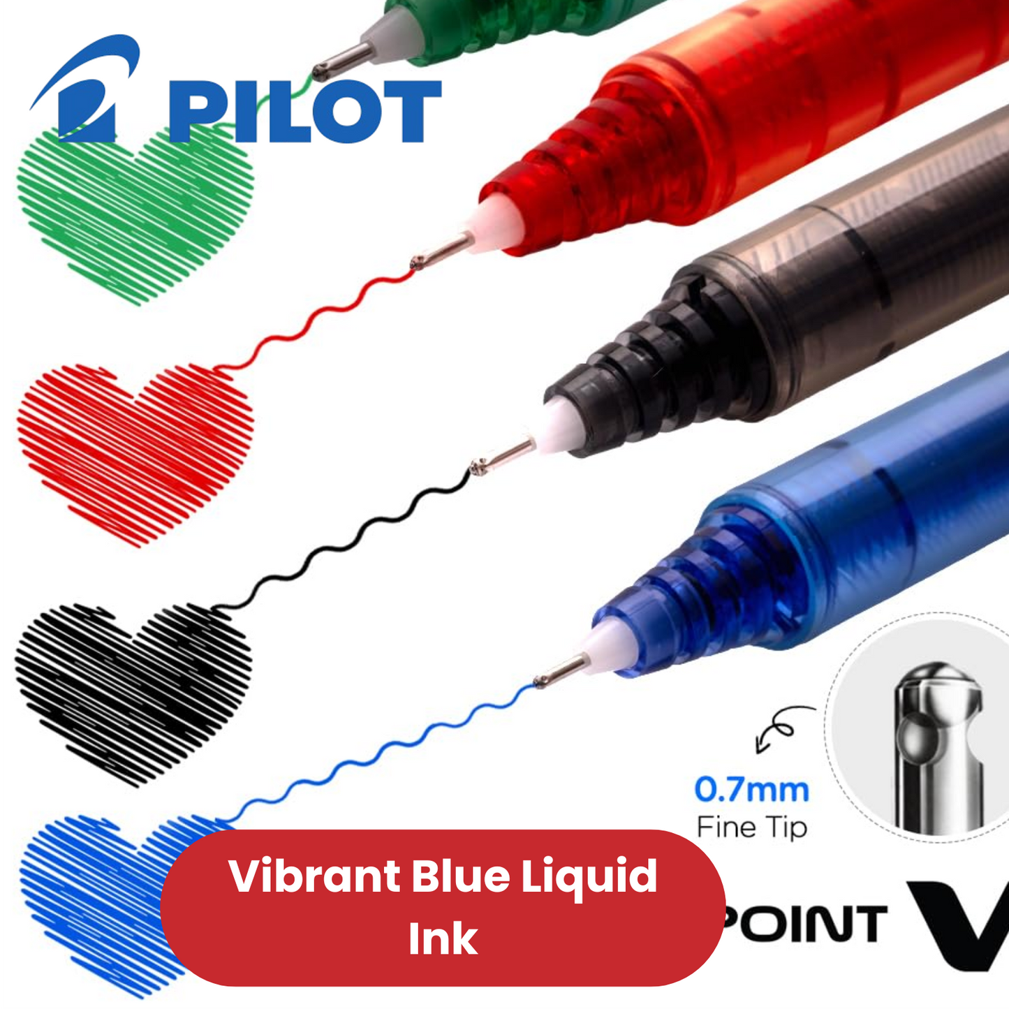 Pilot V7 Rollerball Pen 0.7mm Needle Tip Blue - Pack of 1 - 1 to 36 Packs