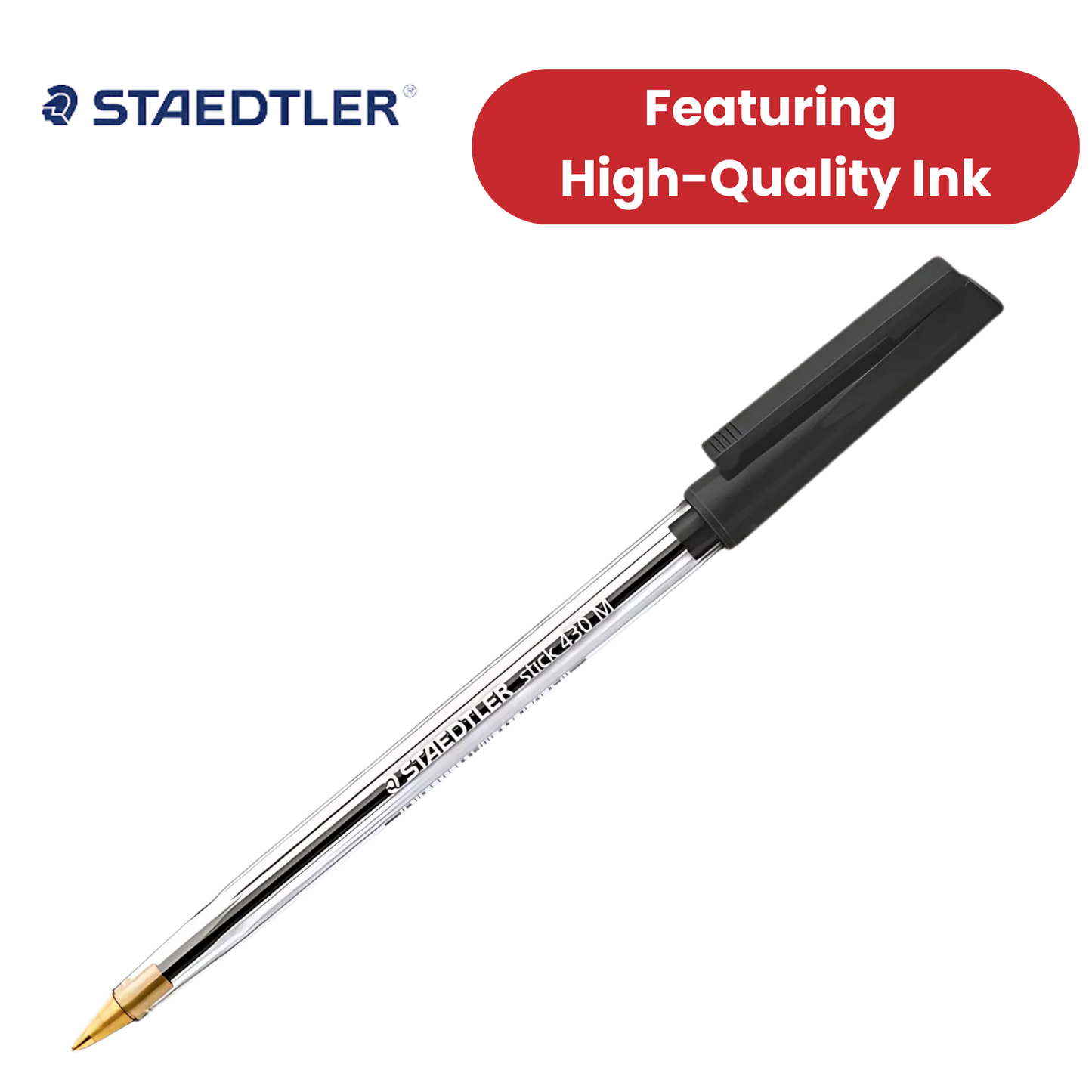 Staedtler Stick 430 M-9 Ballpoint Pen Medium - Black - Pack of 10 - 1 to 5 Packs