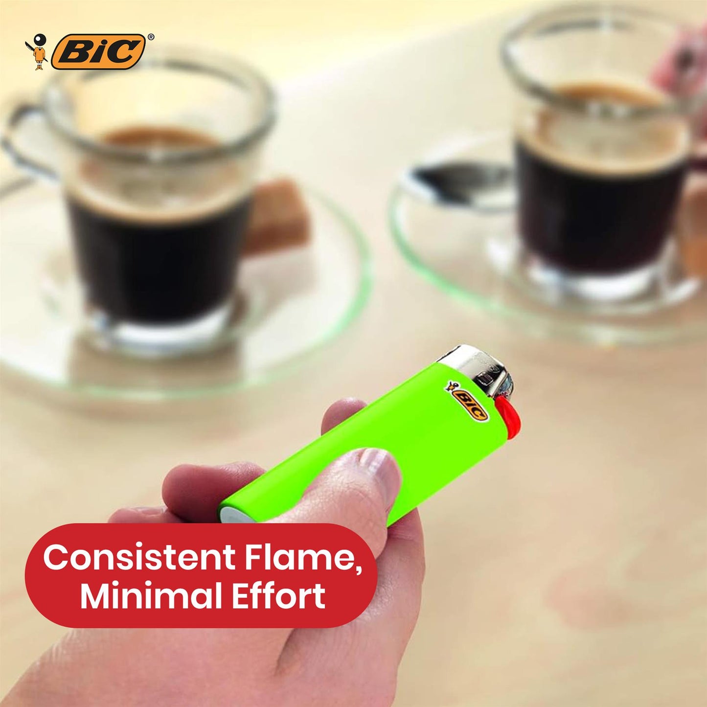 BIC J26 Maxi Lighter - Assorted Colour Up to 3000 Lights Long-Lasting Lighters for Smoking