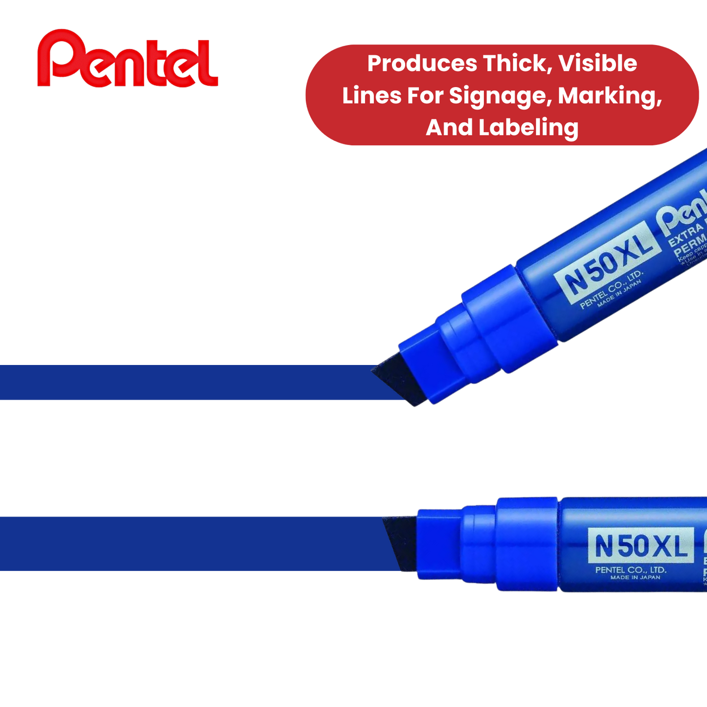 Pentel N50XL Permanent Marker Blue for Bold, Smudge-Proof Writing – Single Pen