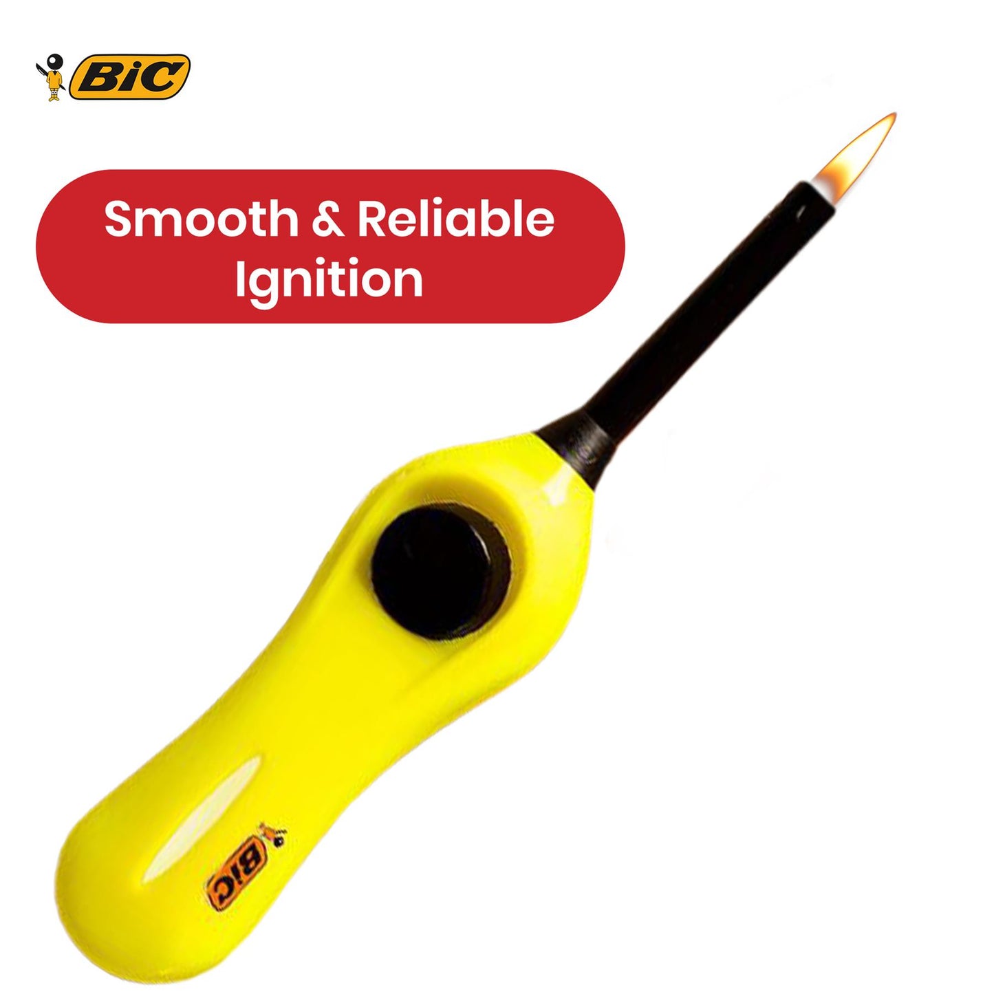 BIC Mega Utility Lighter - Plastic 6cm Wand Cooking Lighter, Push Button Lighters for BBQ
