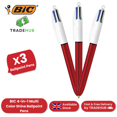 Bic 4 Colour Shine - Red - Pack of 3