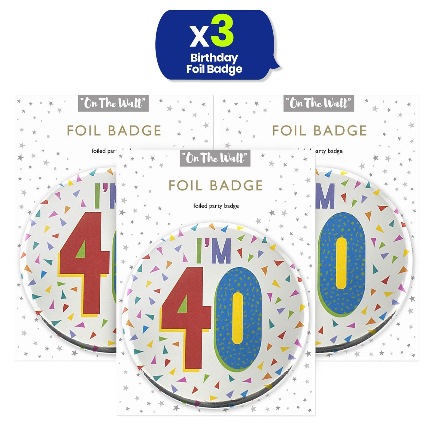 Silver 40th Birthday Badge 8.5cm Foil Pin Birthday Outfit Accessory Wear