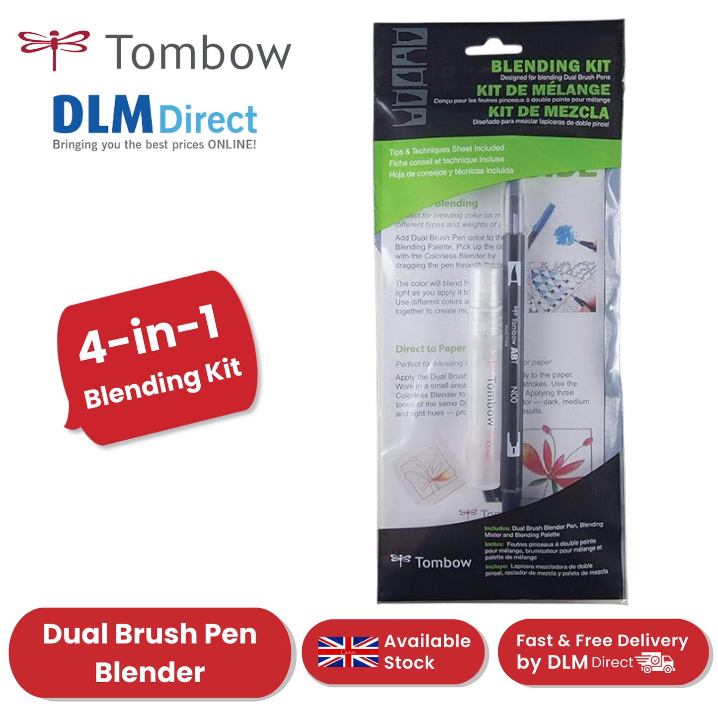 Tombow Blending Kit For Blending Water-Based Brush Pens & Calligraphy Pack of 4