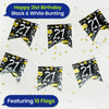 Happy 21st Birthday Black and White Bunting 4M Party Banner with 10 Flags Durable