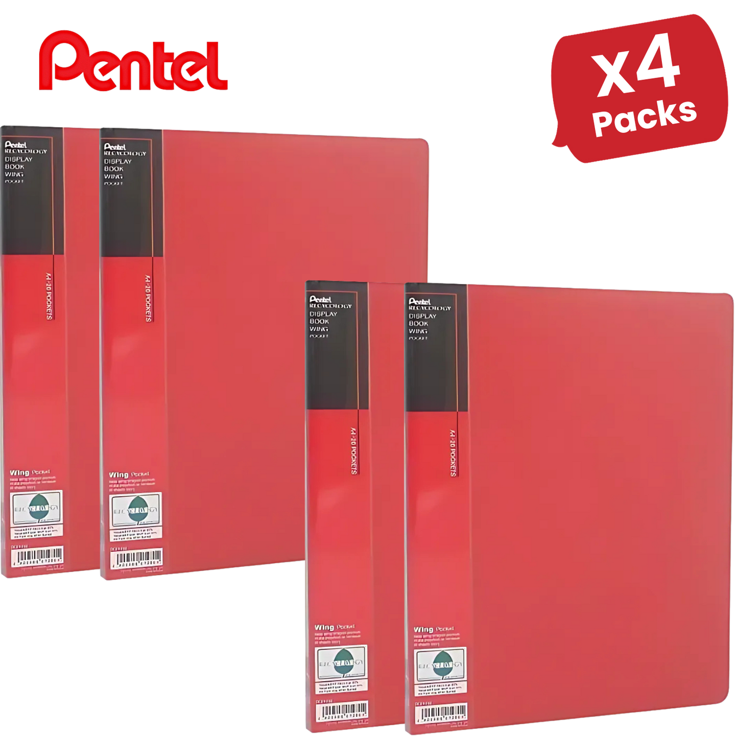PENTEL RECYCOLOGY A4 DISP BK 20PKT RED - Pack of 1