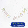 Party Banner � Happy Birthday Silver Iridescent Stitched Garland � 1.5 Metres