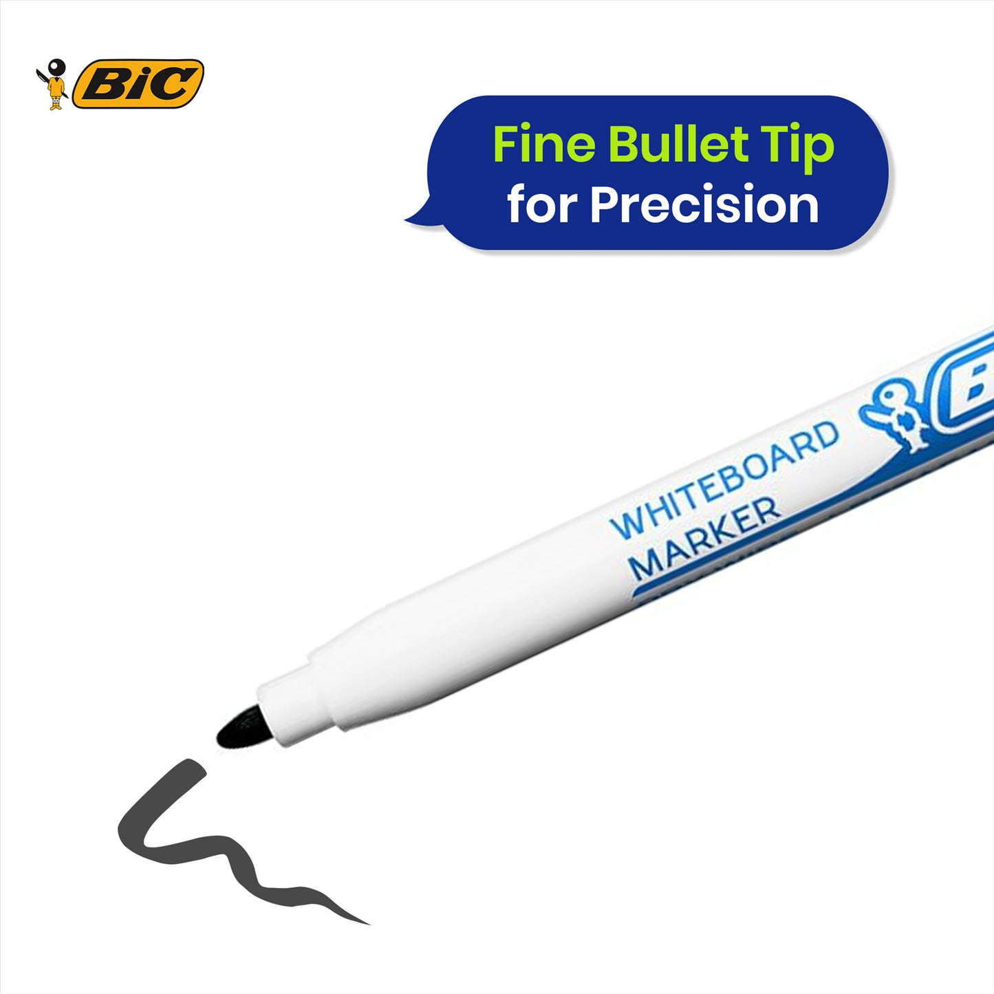 BIC Whiteboard Marker Plastic Bullet Tip Dry Erase Pen Low Odour Ink for Office School (Pack of 24)
