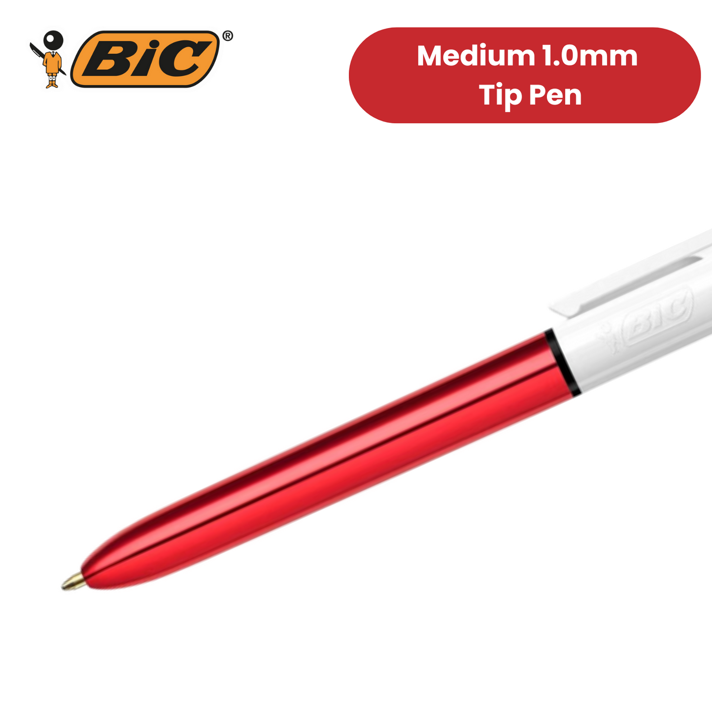 Bic 4 Colour Shine - Red - Pack of 12