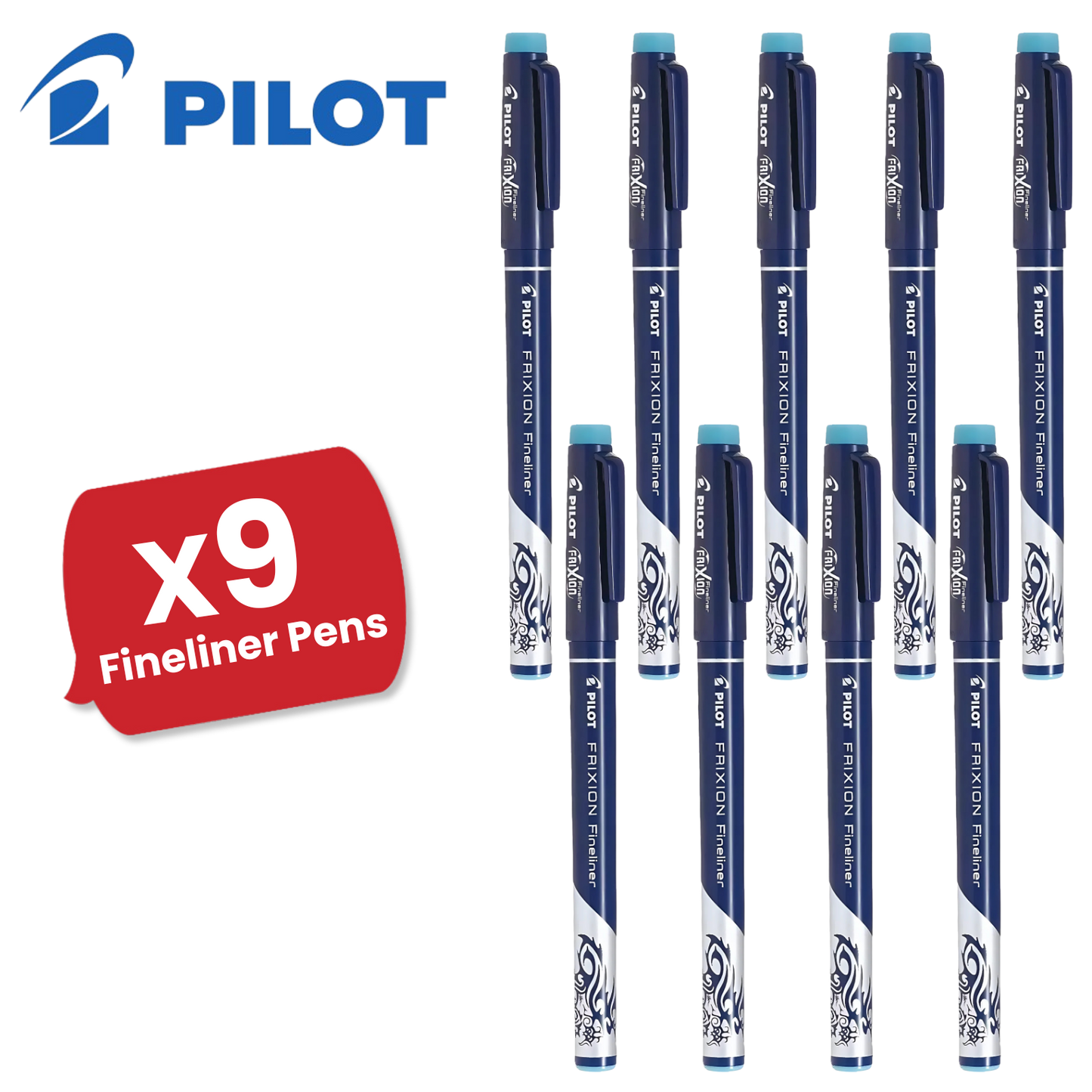 Pilot FriXion Erasable Fineliner Light Blue Single Pen 1.3mm Writing Felt Tip