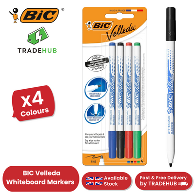 BIC Velleda 1721 Dry-Wipe Whiteboard Markers Assorted - Pack of 4