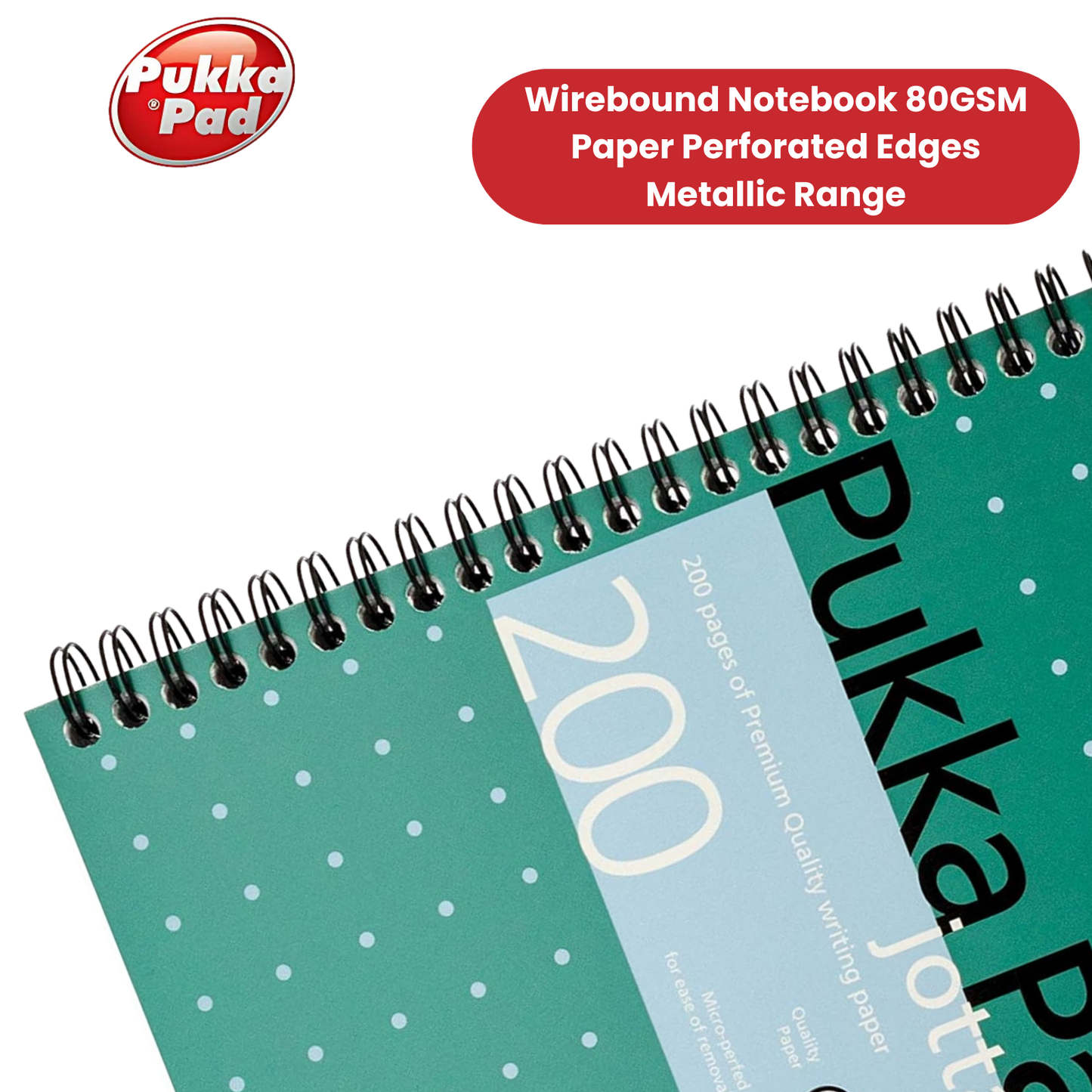 PUKKA WHITE A5 WIREBOUND PADS 200 page 80gsm (RULED/MARGIN) - PACK OF 1