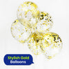 Gold Confetti Balloons 12 Inch Pack of 5 for Birthdays & Celebrations