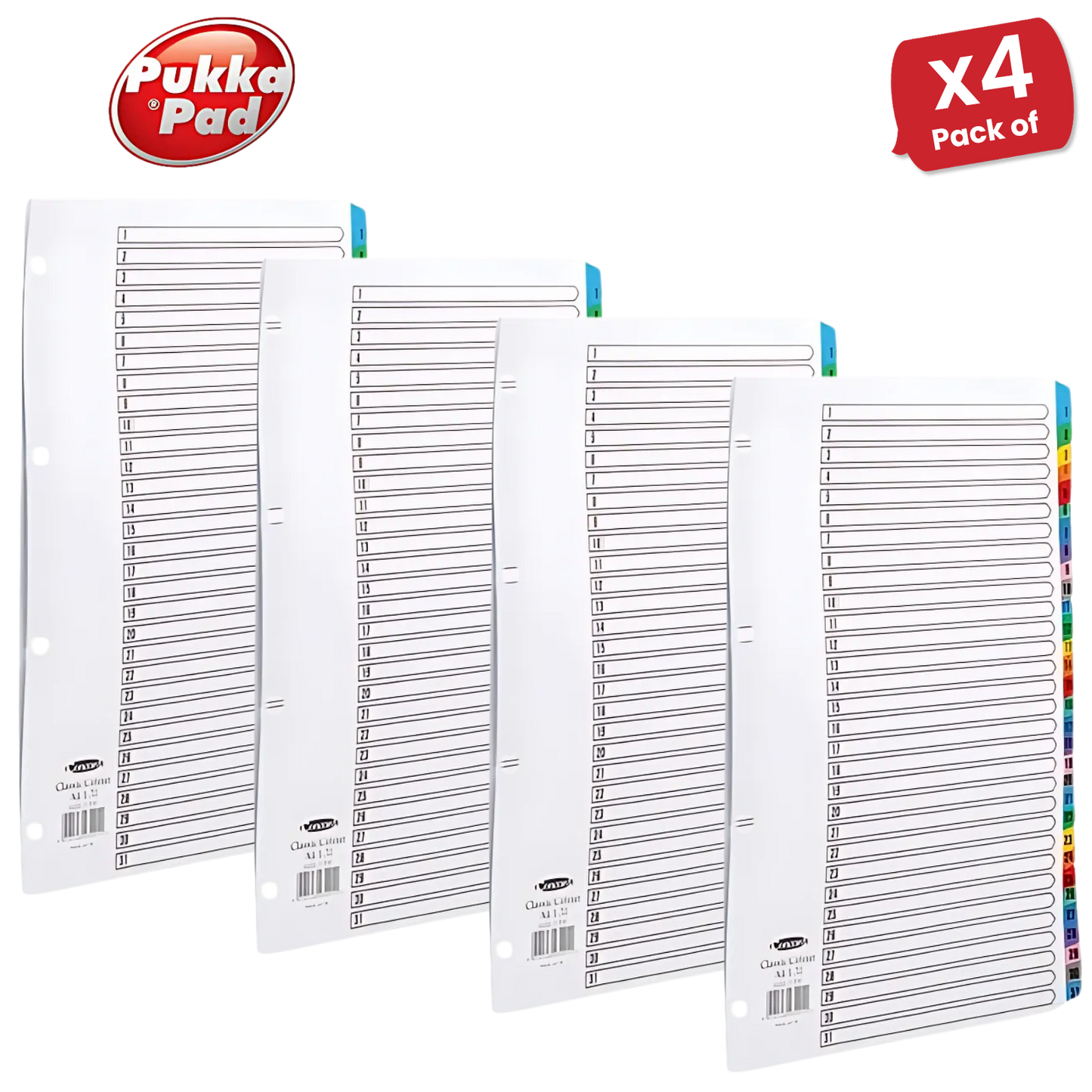 Pukka Concord Index A4 Multi 1-31 - 1 to 5 Packs