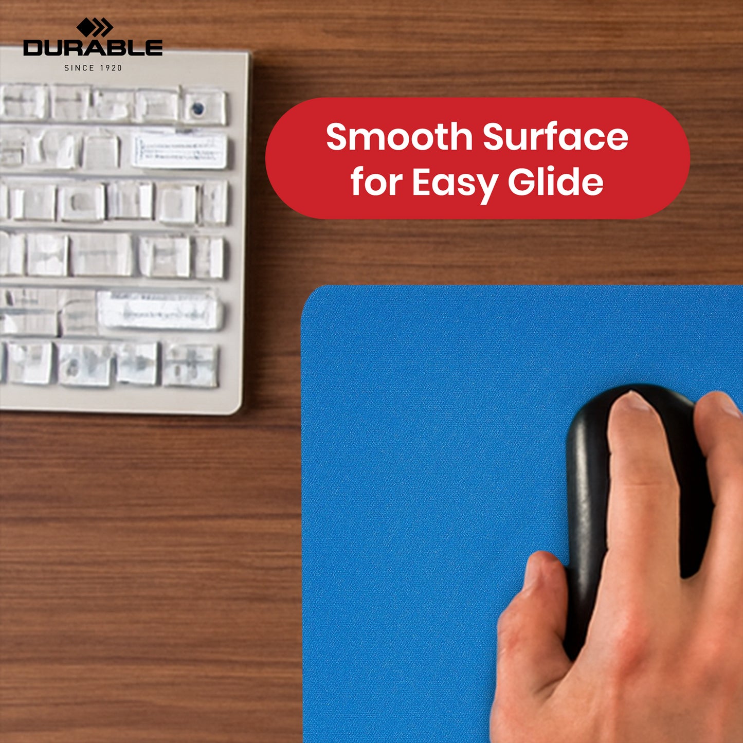 Durable Mouse Pad - Blue Smooth Surface, Lightweight & Non Slip Mouse Mat for Home, Office & Desk