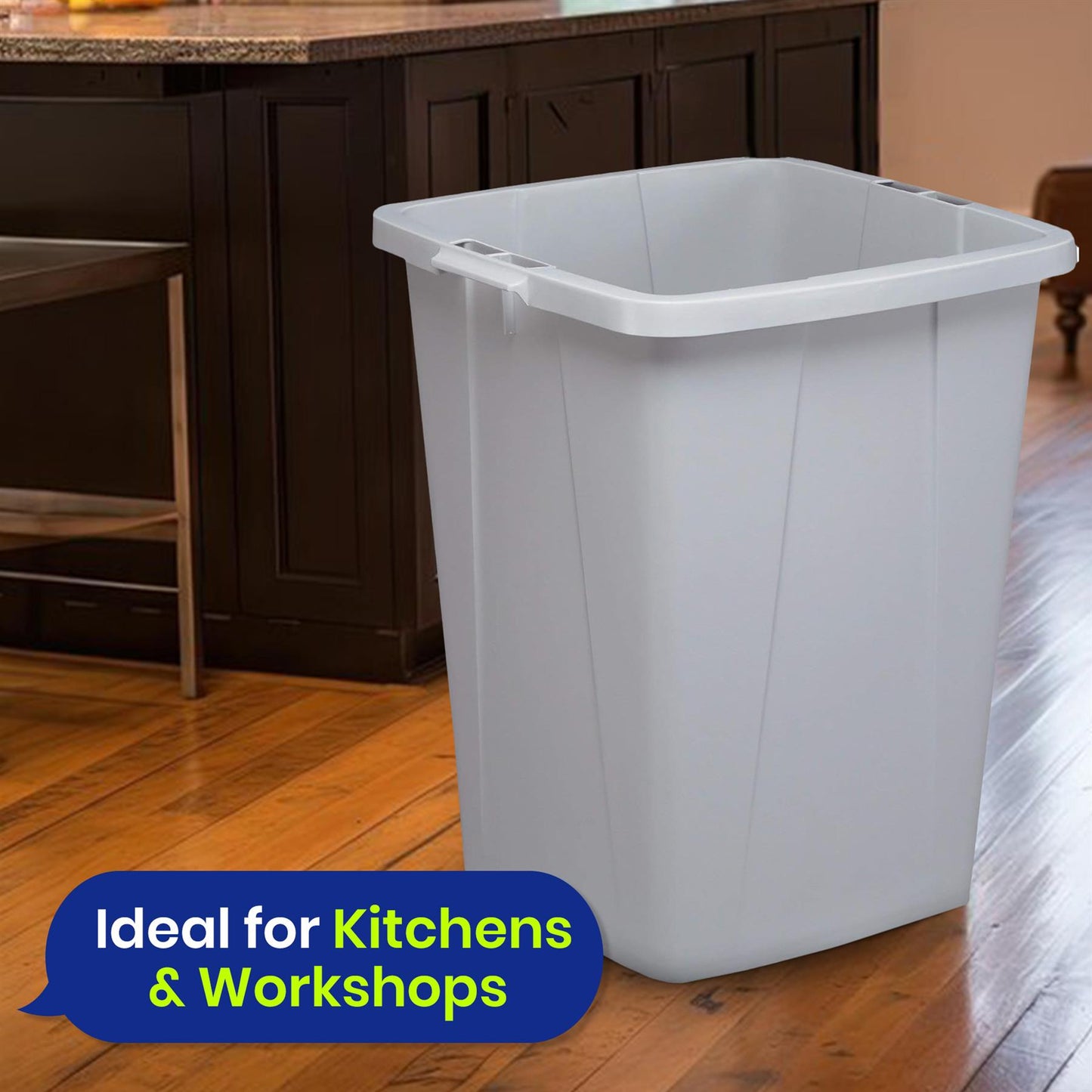Durable Durabin Grey Waste Bin 90L Stackable Plastic Bin with Sturdy Handles