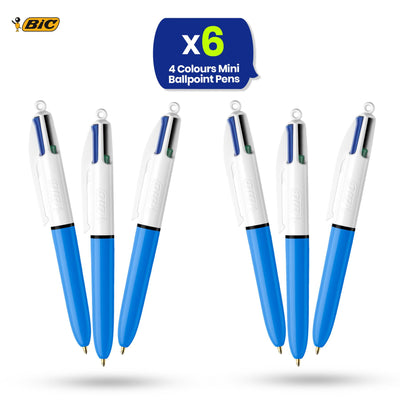 BIC 6x 4-Colour Mini Pens Retractable Multicolour Pens for Writing