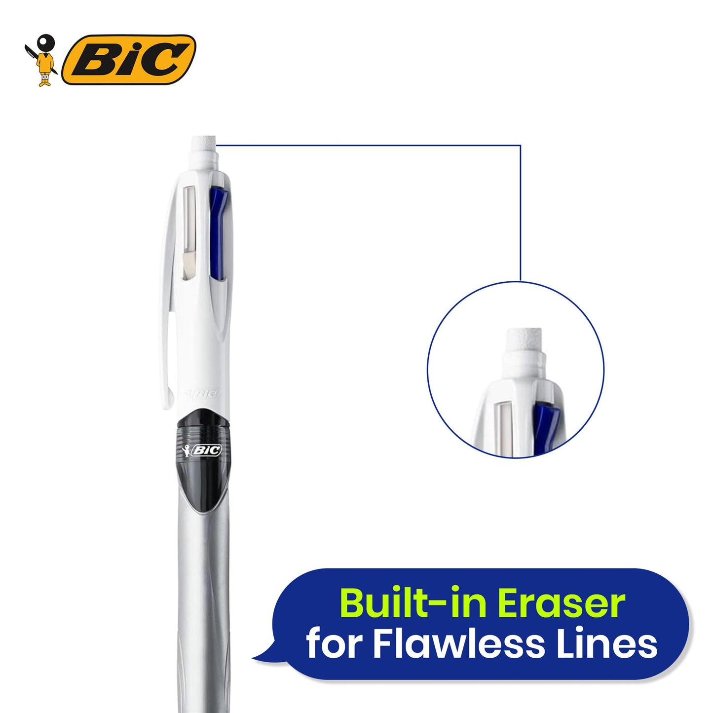 Bic 4 Colours Combination Medium Ballpoint Pen + Medium Mechanical Pencil - Pack of 12