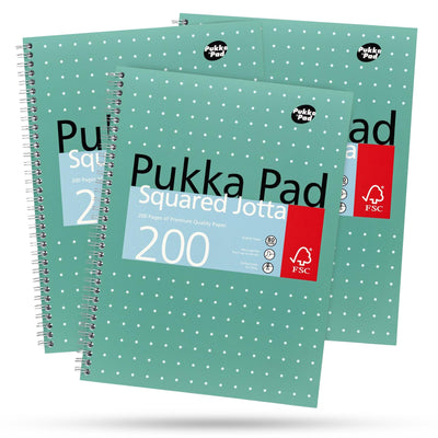 3x Pukka Pad A4 Metallic Squared & Lined Notebooks 200 Pages 80GSM Wirebound