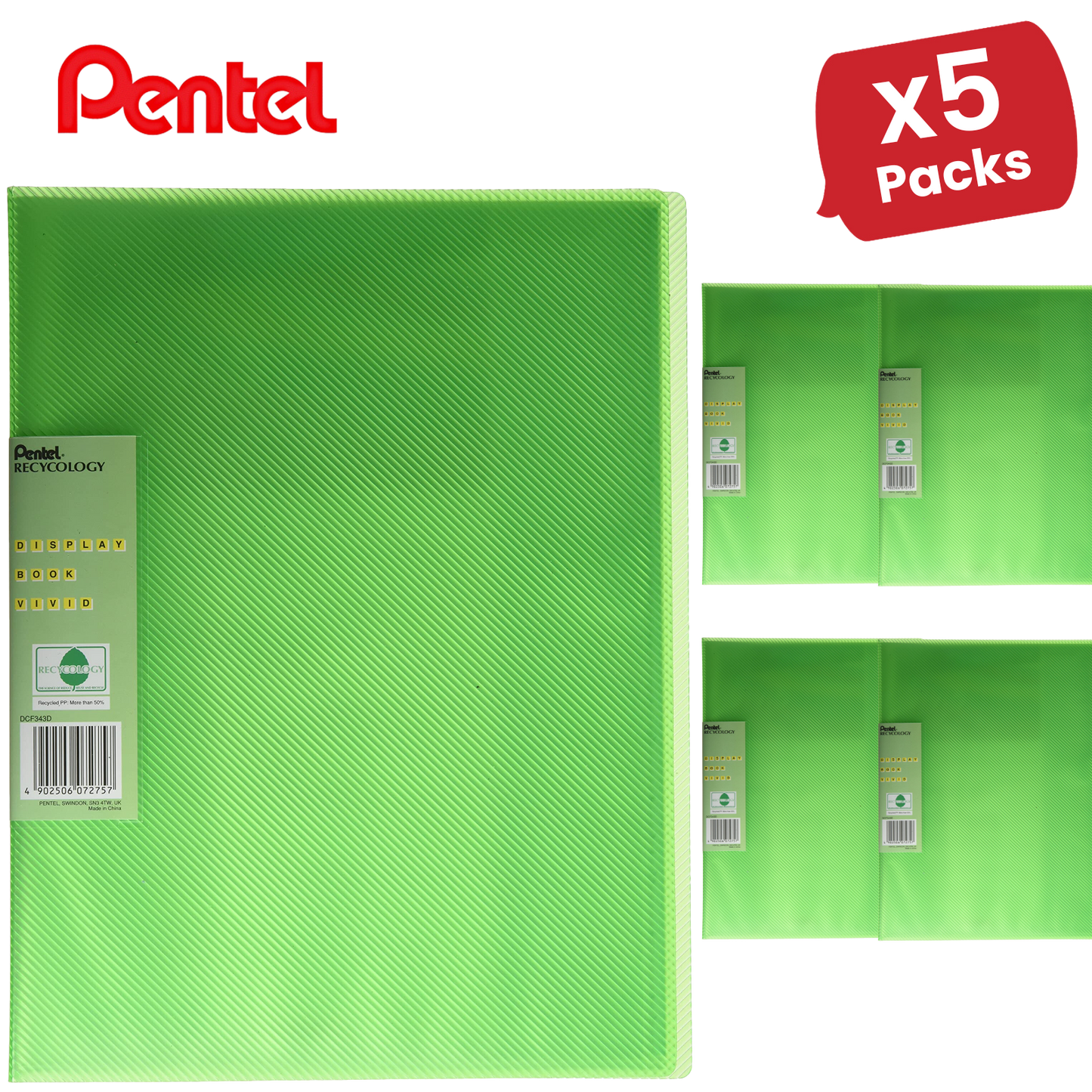 PENTEL RECY DISP BK VIVID 30PKT GREEN - Pack of 1