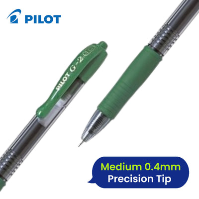 Pilot G-207 Retractable Gel  Rollerball Medium Mixed Value - Green - Pack of 3