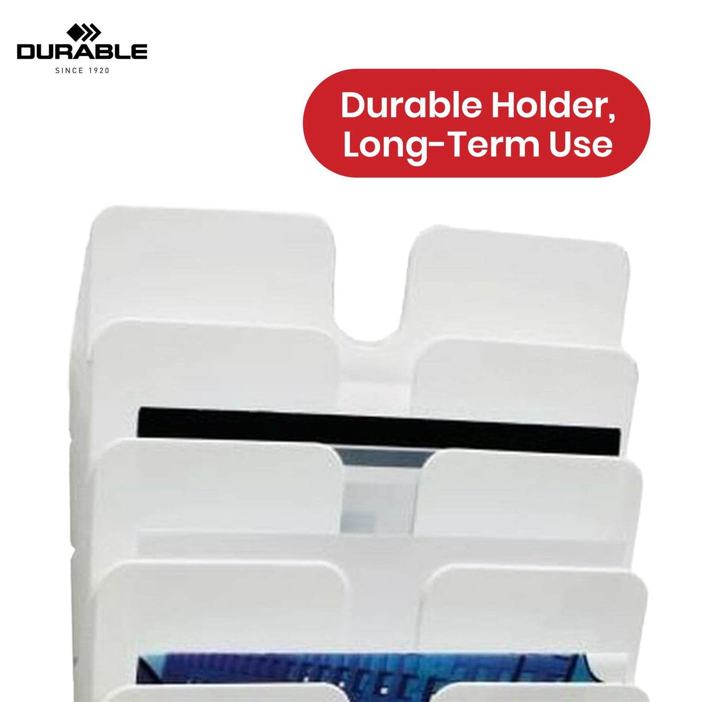 Durable A4 Leaflet Holder White Polystyrene Brochure Holder, 6 Slots Document Holders for Office