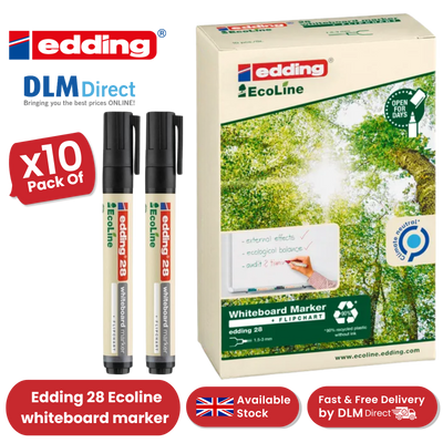 edding 28 Ecoline whiteboard marker - black - box of 10 whiteboard pens 2-36