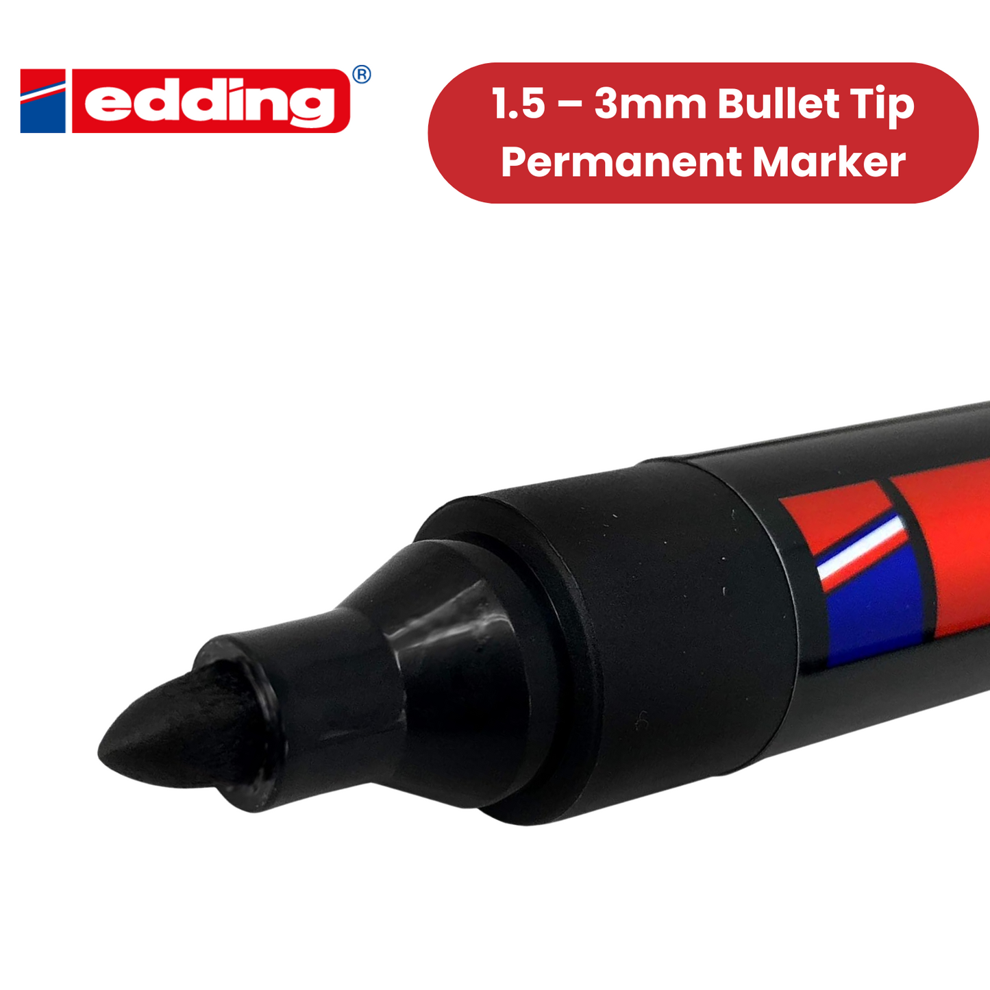 Edding 300 Permanent Marker Bullet 1.5-3mm Black - Pack of 6